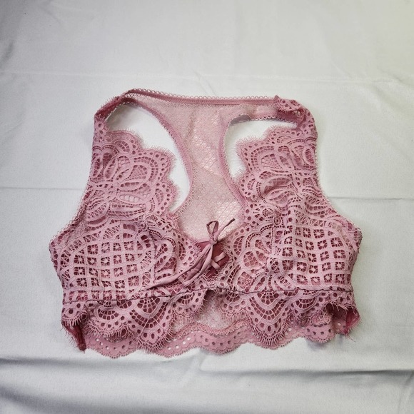 Victoria's Secret Size SWomens Racerback Dream Angels Lace Up Bralette Pink - Picture 2 of 6